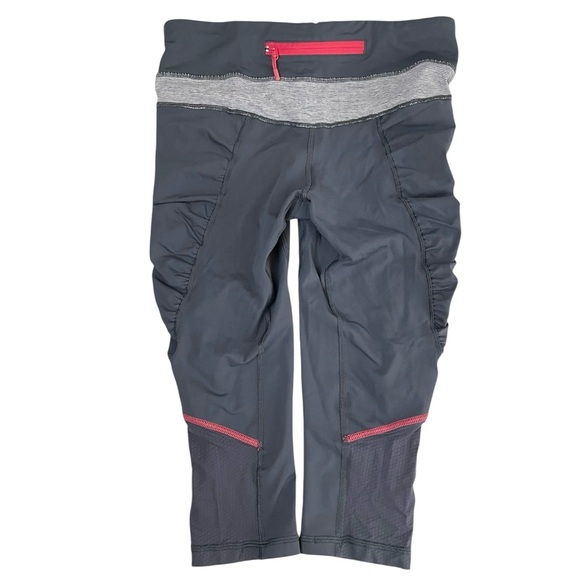 lululemon 4 Pace Rurched Side Crop Legging Gray Coral sz 4 - Picture 11 of 12